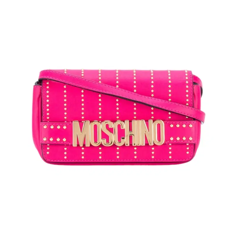 Moschino Pink Leather studded Letters Crossbody Bag