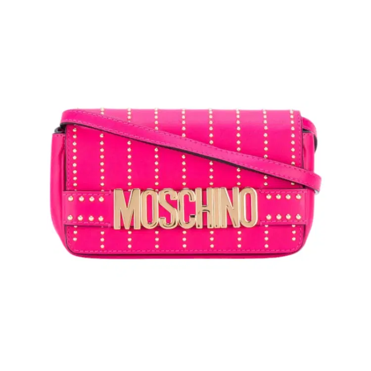 Moschino Pink Leather studded Letters Crossbody Bag-Hover-Image
