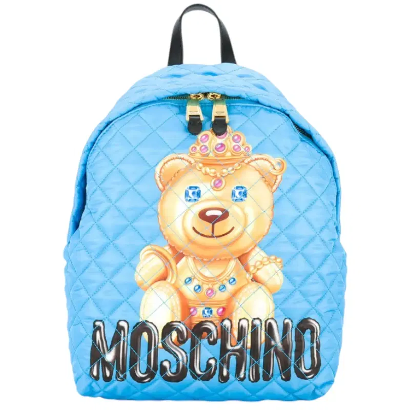 Moschino Blue Quilted Bear Backpack