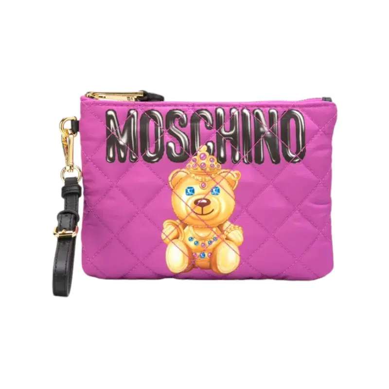 Moschino Pink Crowned Bear Clutch