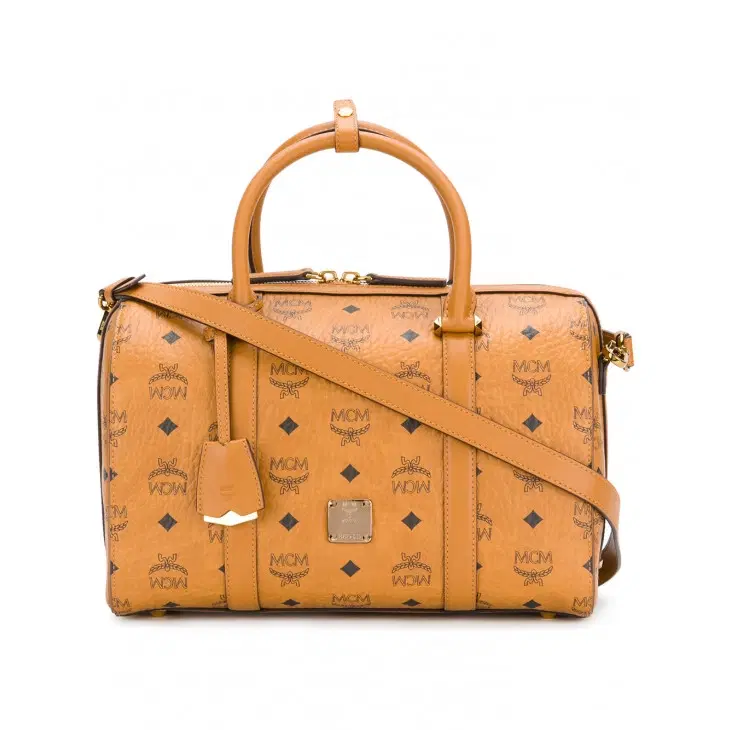MCM Brown Leather Signature Boston Tote-Hover-Image