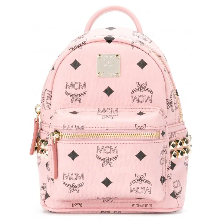 MCM Pink Leather Stark Mini Backpack