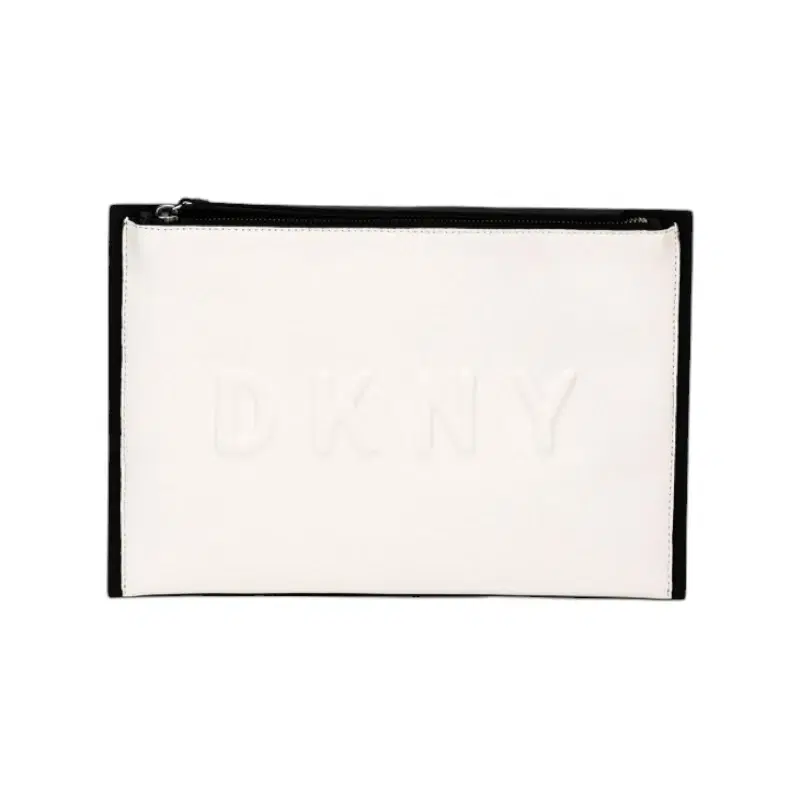 DKNY Cream & Black Embossed Logo Clutch