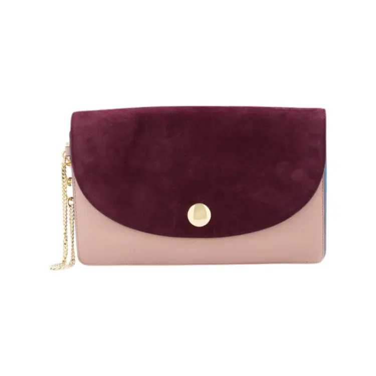 Diane Von Furstenberg Pink Leather Studded Clutch-Hover-Image