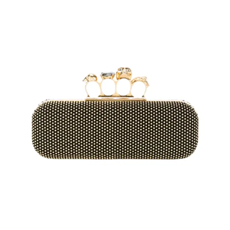 Alexander McQueen Black Velvet Knuckle Long Box Clutch