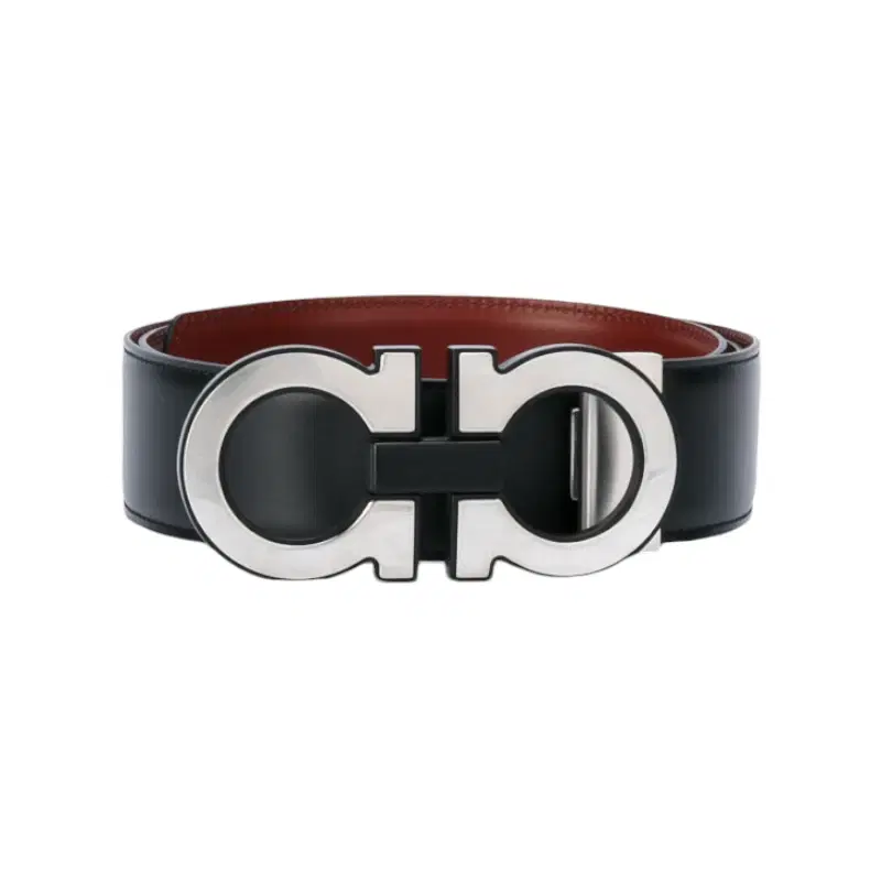 Salvatore Ferragamo Double Gancio Black Buckle Belt