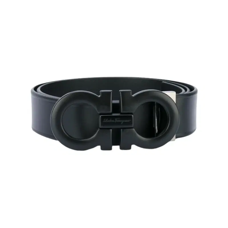 Salvatore Ferragamo Black Leather Double Gancio Buckle Belt