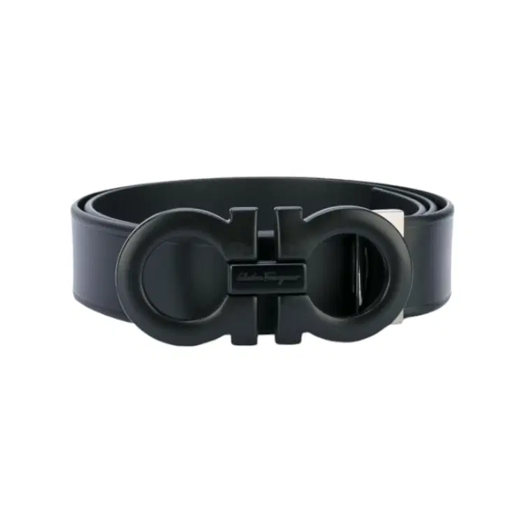 Salvatore Ferragamo Black Leather Double Gancio Buckle Belt-Hover-Image