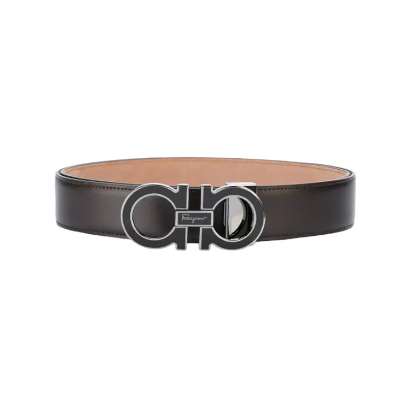 Salvatore Ferragamo Black and Silver-toned Leather Buckle Belt