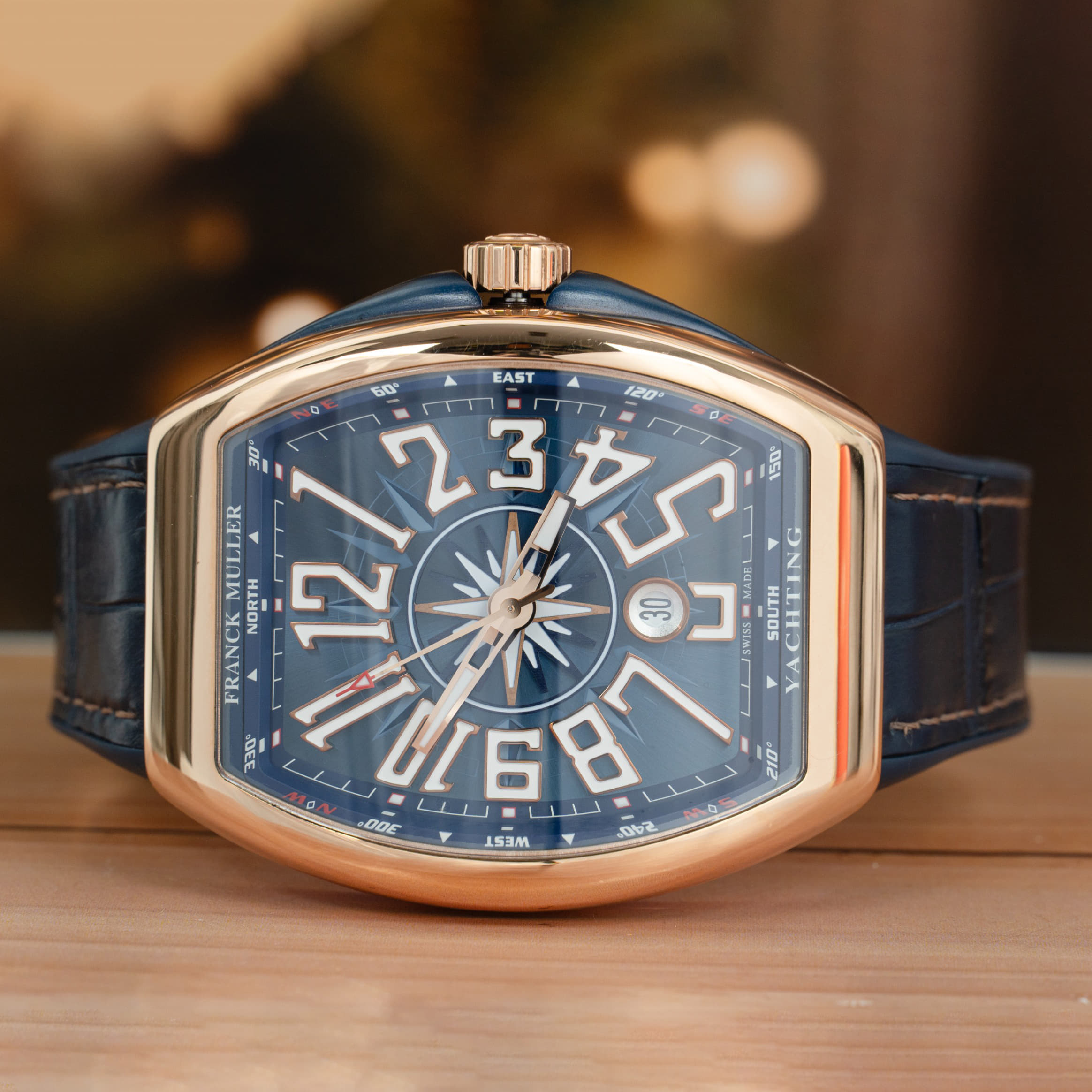 Franck Muller Vanguard Yachting 45 MM Rose Gold Blue Dial Automatic Watch