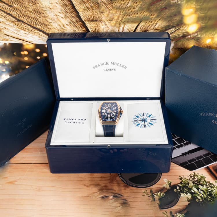 Franck Muller Vanguard Yachting 45 MM Rose Gold Blue Dial Automatic Watch-Hover-Image