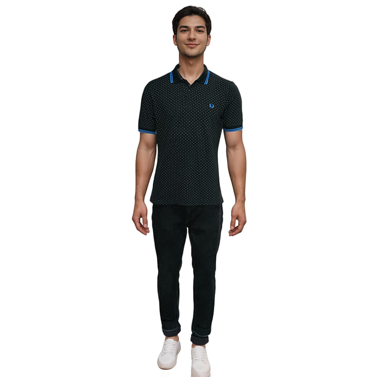 Fred Perry Black Slim Fit Medium Polo Shirt-Hover-Image