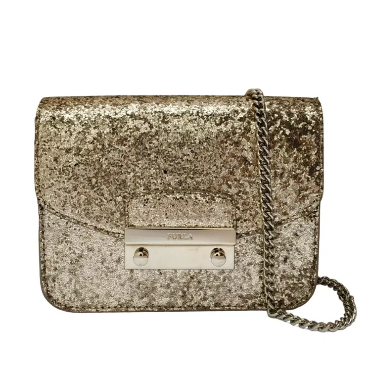 Furla Metropolis Gold Glitter Crossbody Bag-Hover-Image