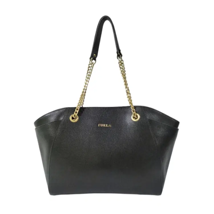 Furla Julia Tulip Chain Black Saffiano Leather Tote-Hover-Image