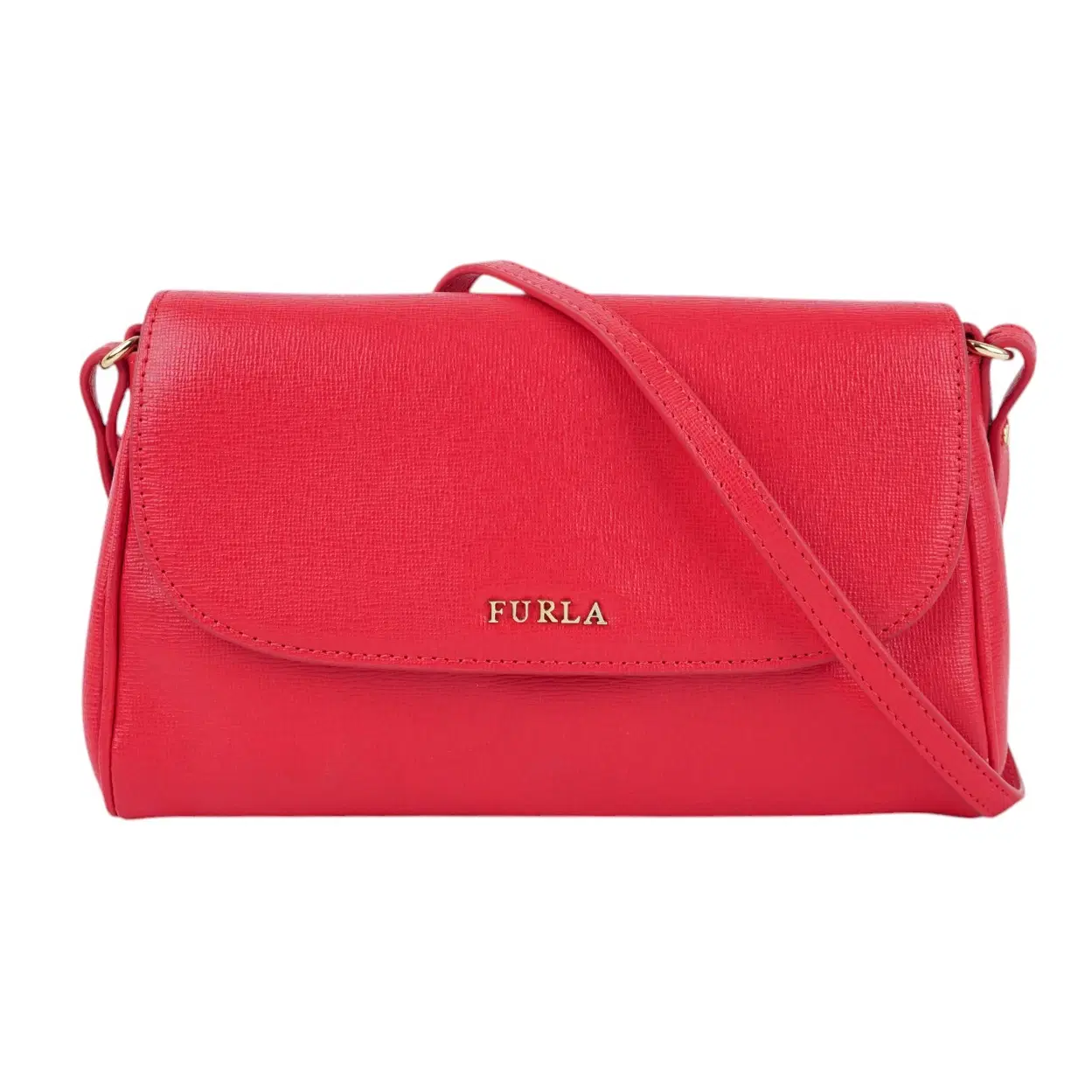 Furla Fuchsia Pink Saffiano Mini Flap Crossbody Bag