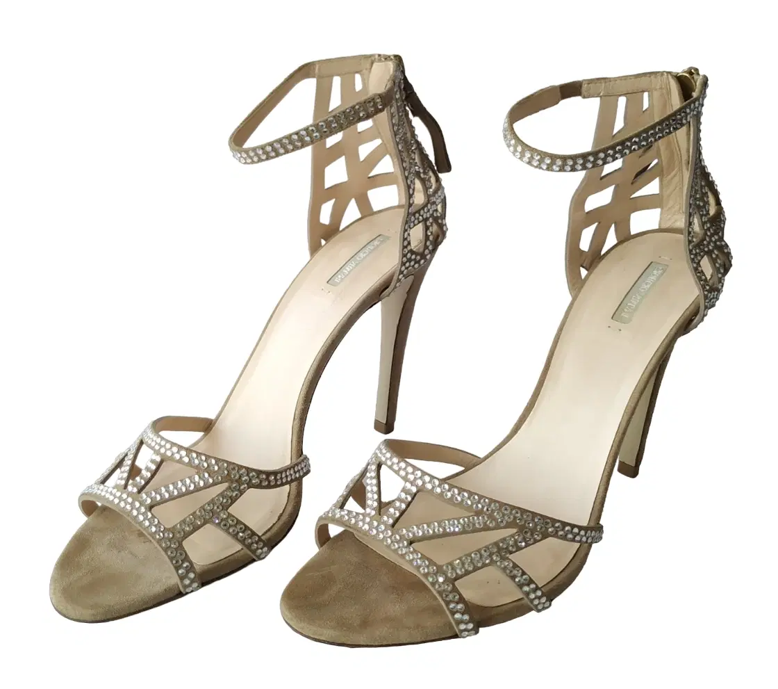 Size 40.5 - Giorgio Armani Suede Studded Accents T-Strap Sandals