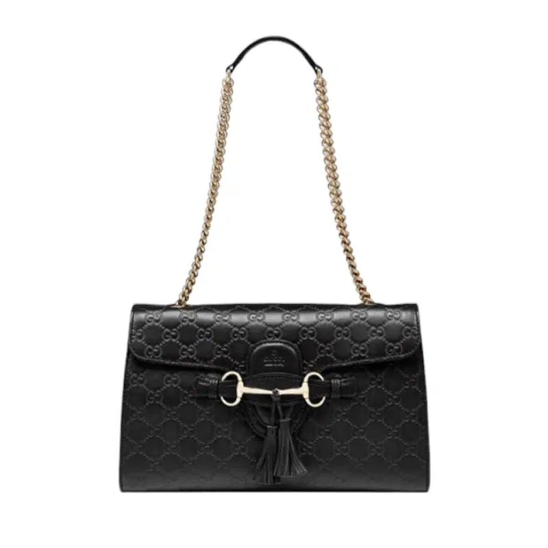 Gucci Black Emily Guccissima Leather Chain Shoulder Bag