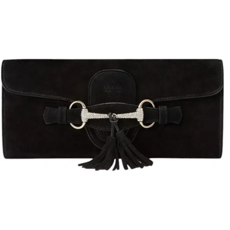 Gucci Broadway Suede Horsebit Black Clutch-Hover-Image
