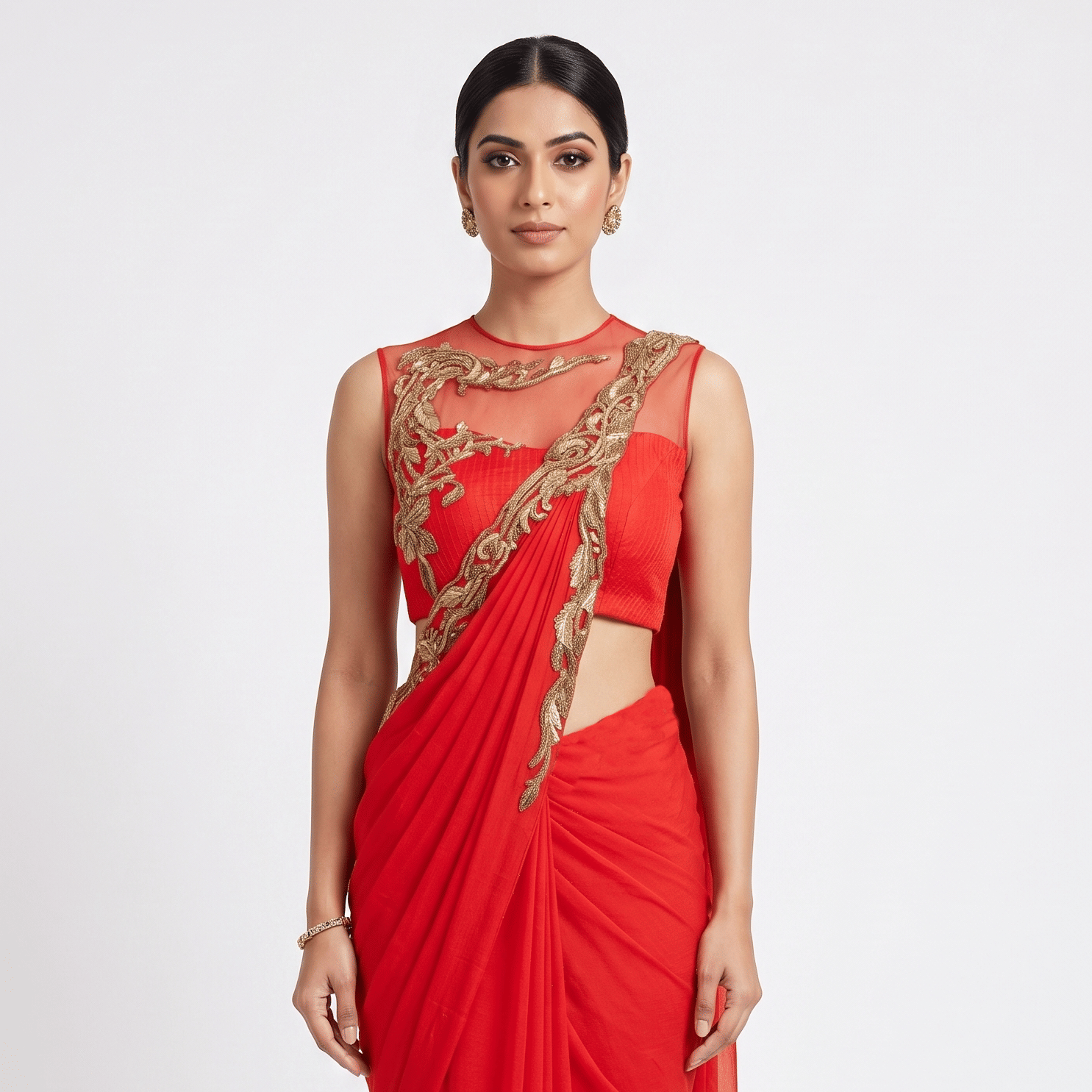 Size S - Gaurav Gupta Zari Embroidered Drape Saree