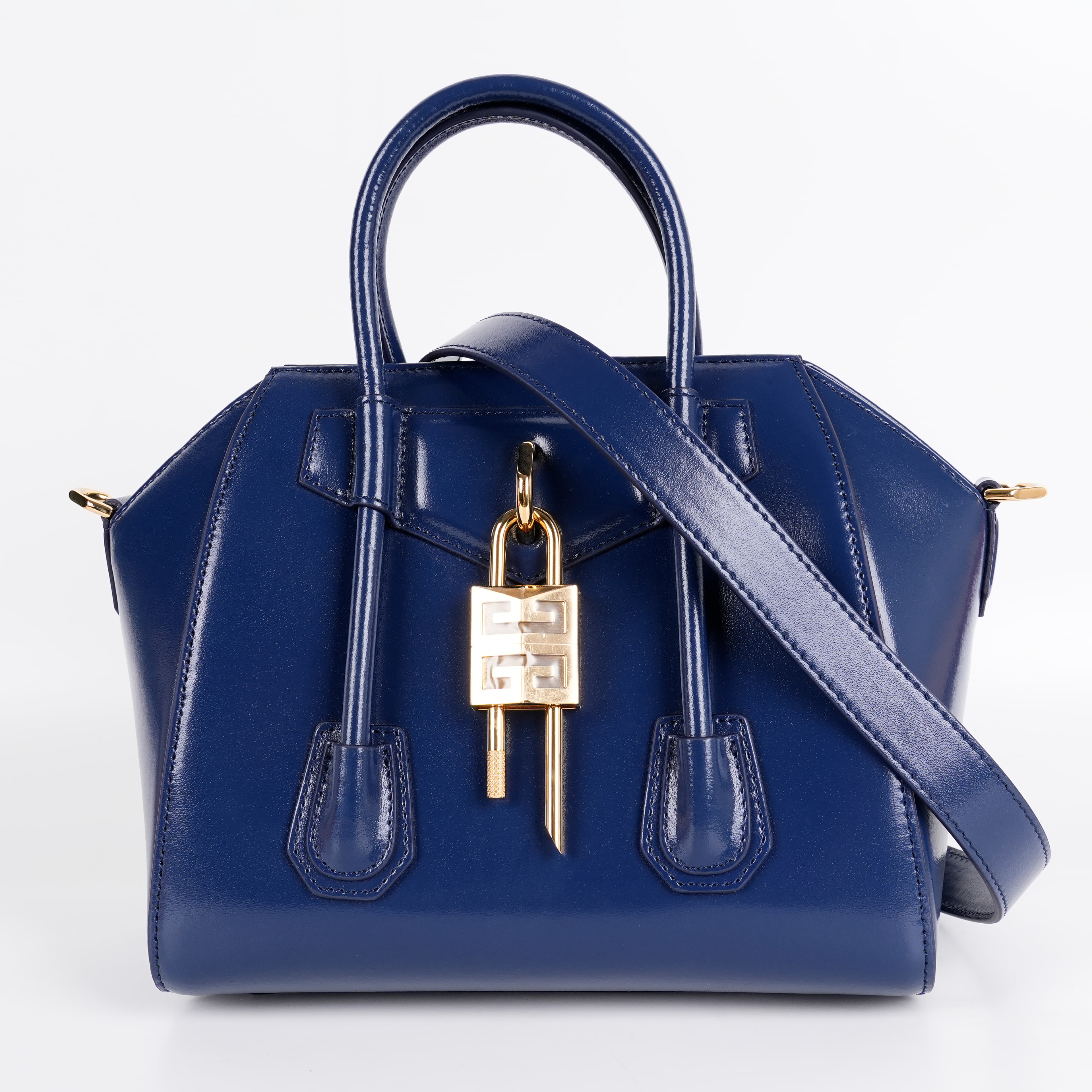 Givenchy Antigona Lock Top Handle Bag In Box Leather