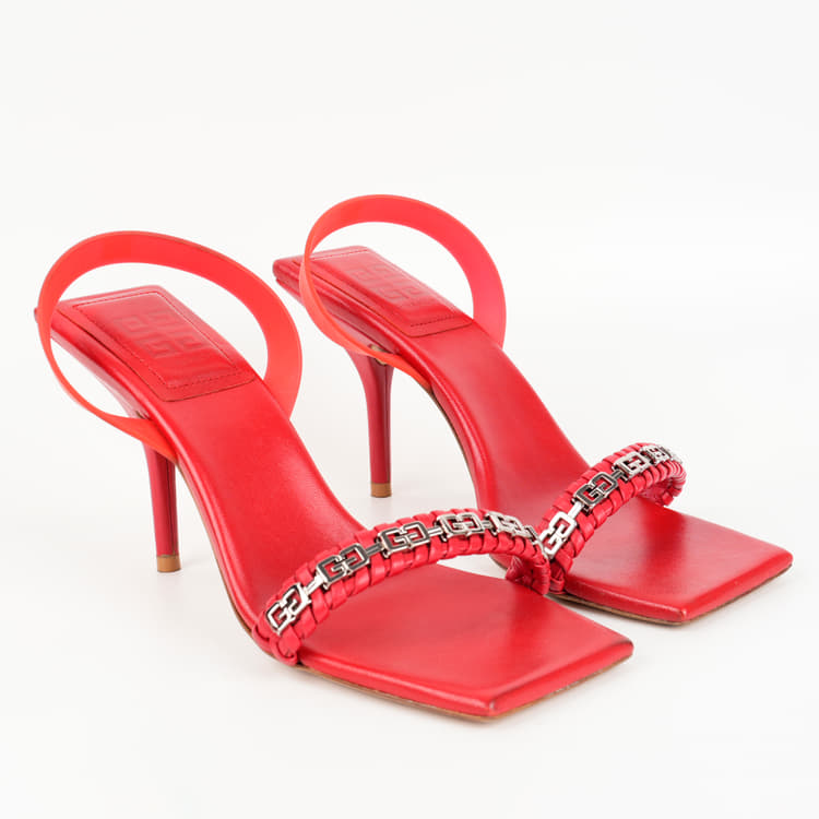 Size 38 - Givenchy Leather Chain-Link Accents Slingback Sandals-Hover-Image