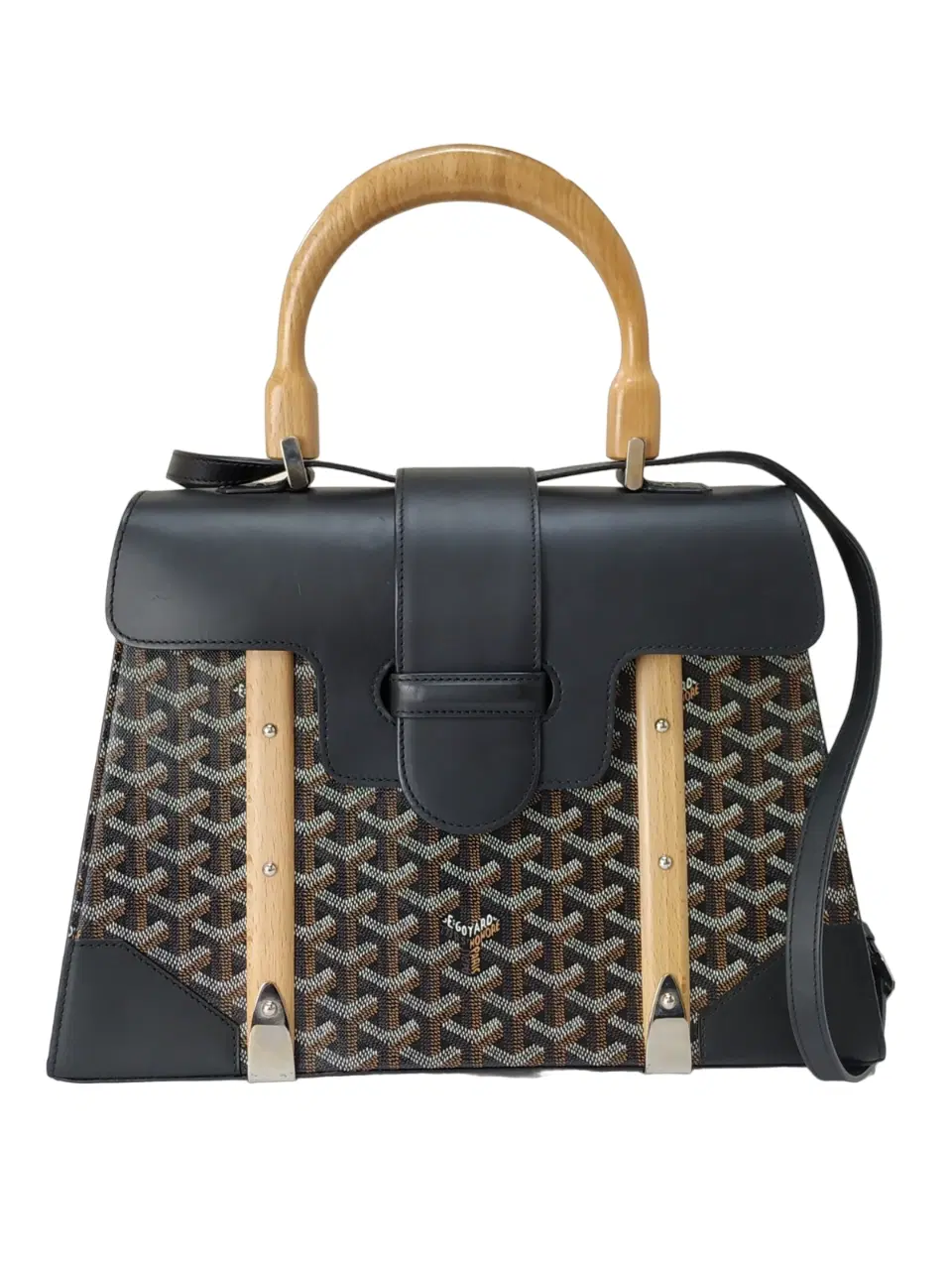 Goyard Black Chevron Print Coated Canvas Saigon MM Bag