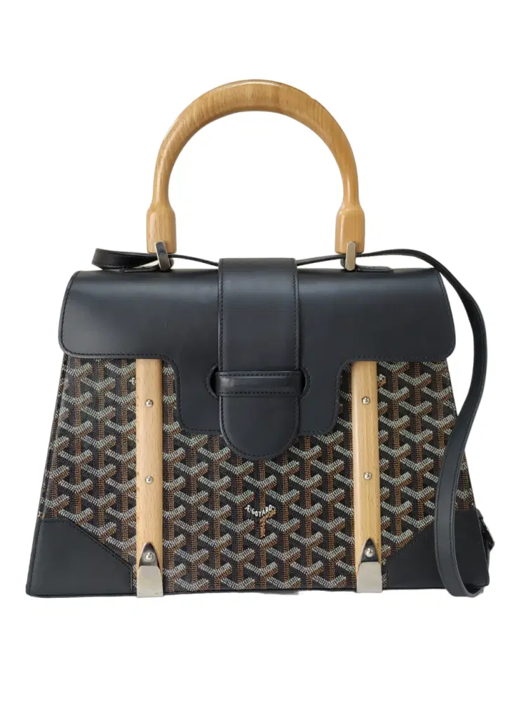 Goyard Black Chevron Print Coated Canvas Saigon MM Bag-Hover-Image