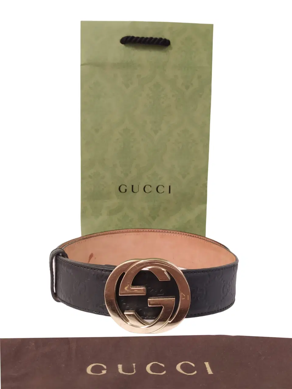 Gucci Signature Interlocking G buckle Leather Belt