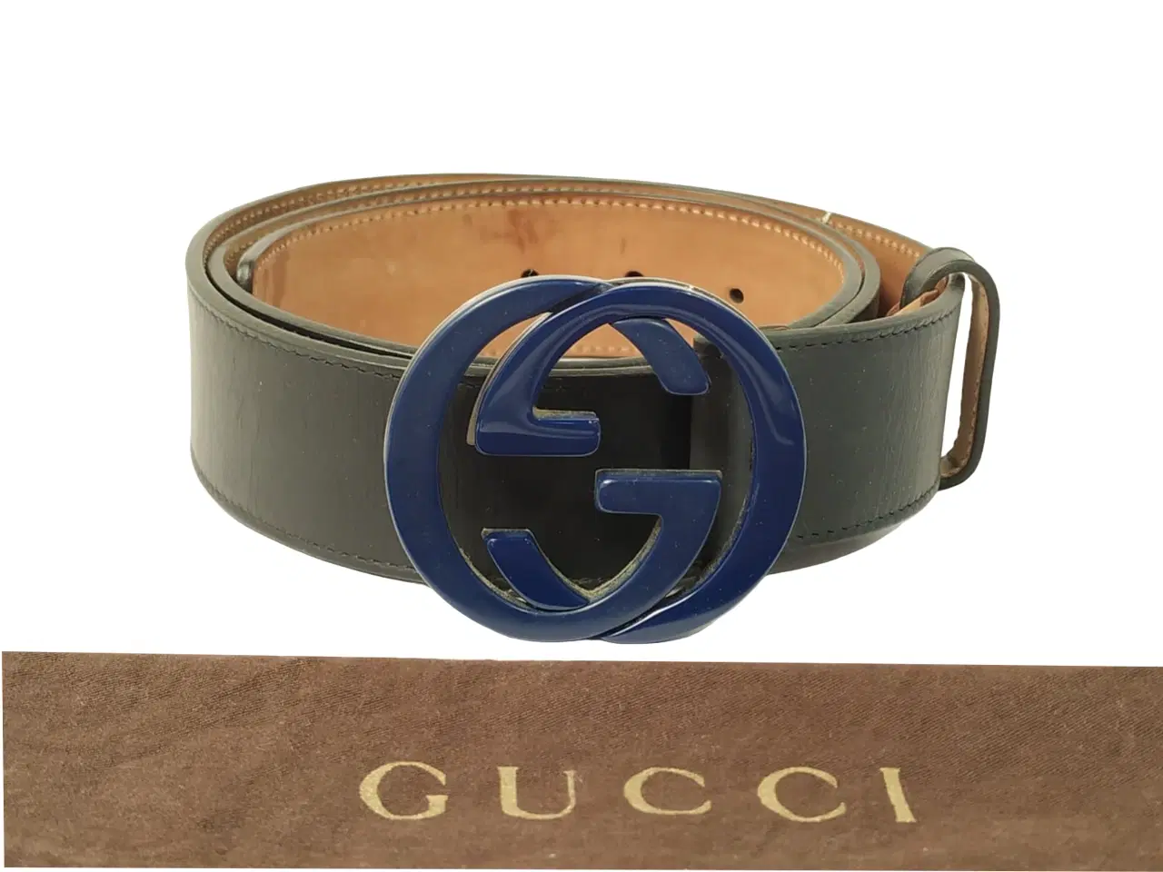 Gucci Blue Interlocking G Buckle Leather Belt