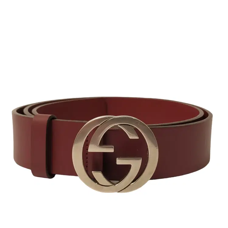 Gucci Interlocking G Maroon Leather Belt-Hover-Image