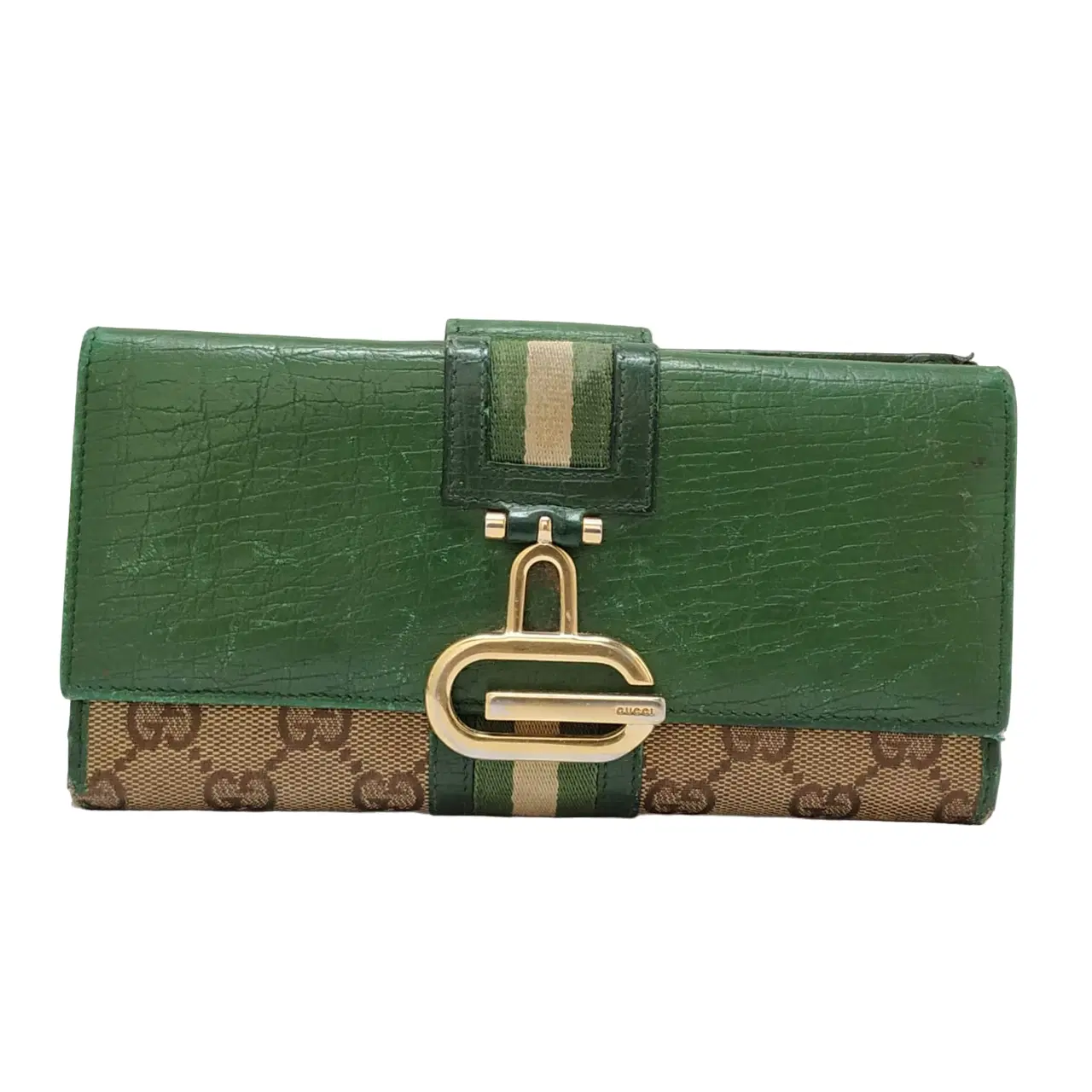 Gucci Vintage GG Canvas G Logo Metal Hook Bifold Wallet