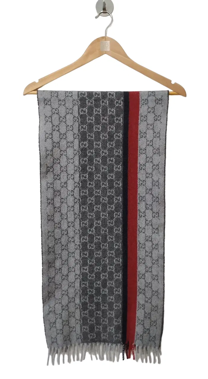 Gucci Grey Monogram Silk And Wool Stole-Hover-Image