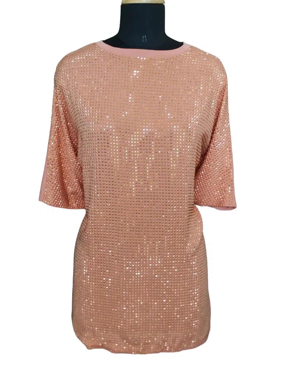 Gucci Pink Silk Studded/Beaded T-shirt