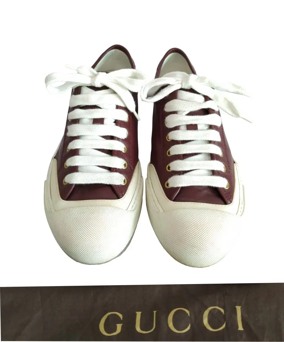 Gucci 379648 Maroon Leather Cap Toe Lace Sneakers