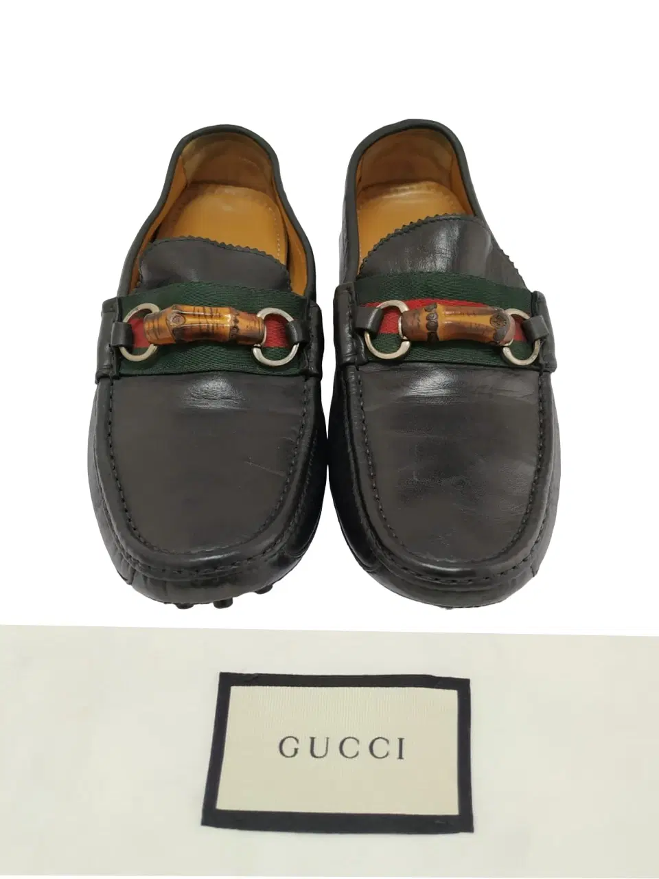 Gucci Black Leather Web Bamboo Horsebit Loafer