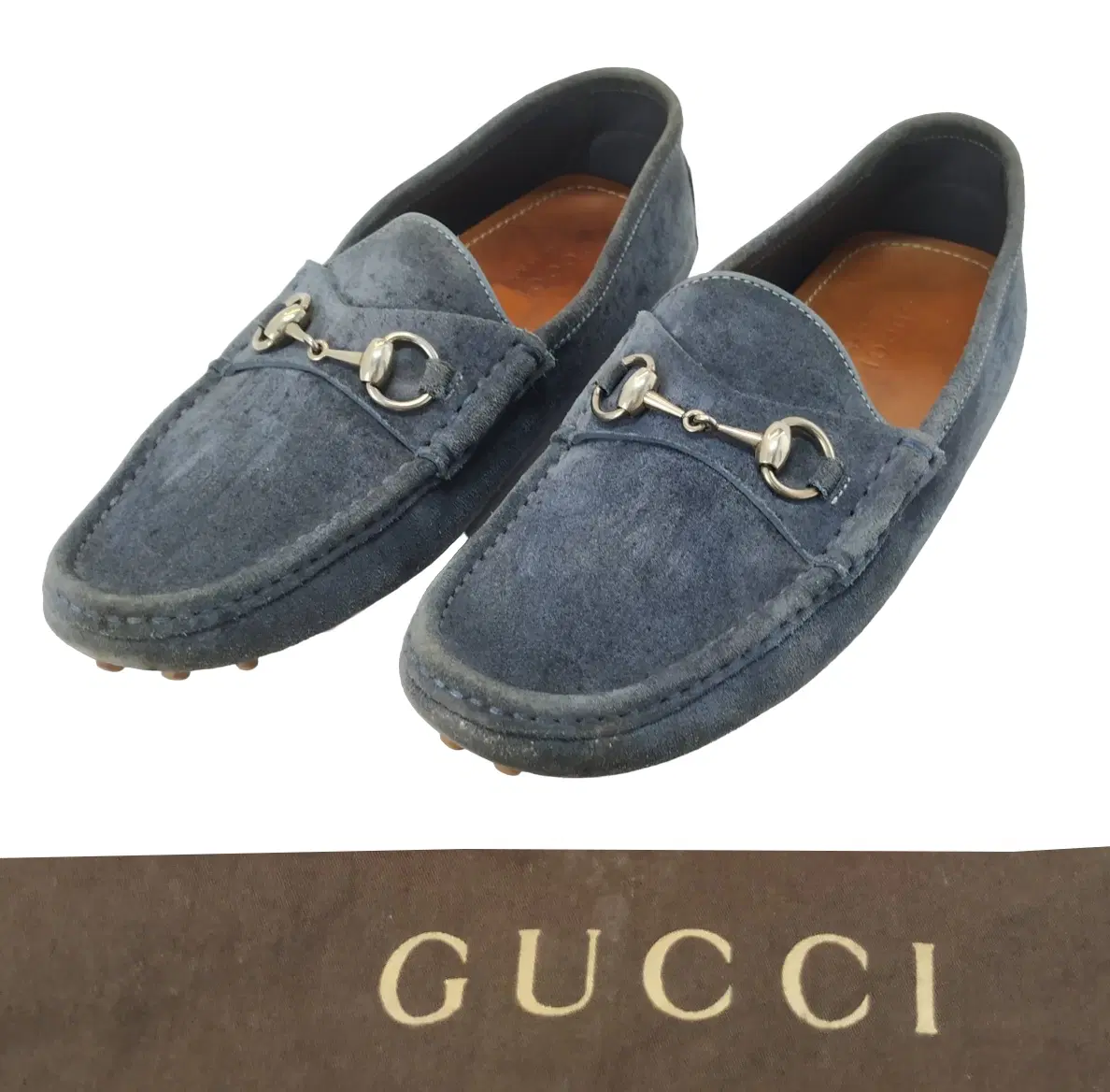 Size 7.5 - Gucci Horsebit Blue Suede Leather Driver Loafers