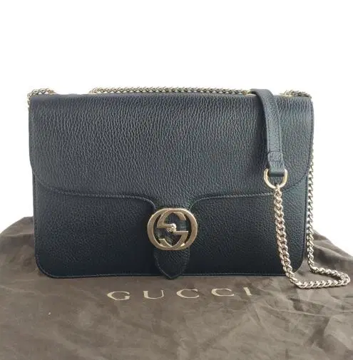 Gucci Interlocking G Pebbled Leather Shoulder Bag