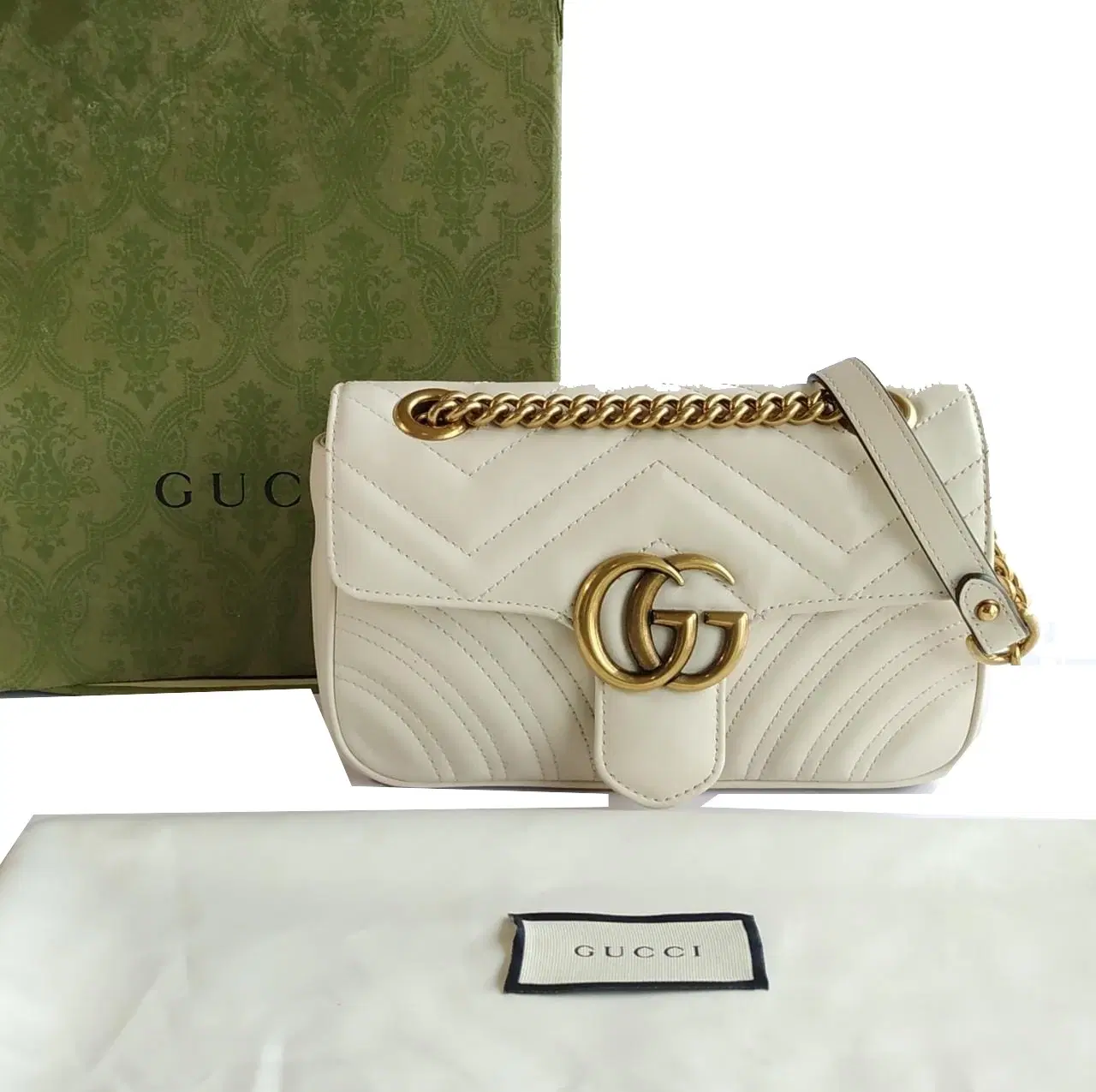 Gucci GG Marmont Matelasse Mini White Leather Bag