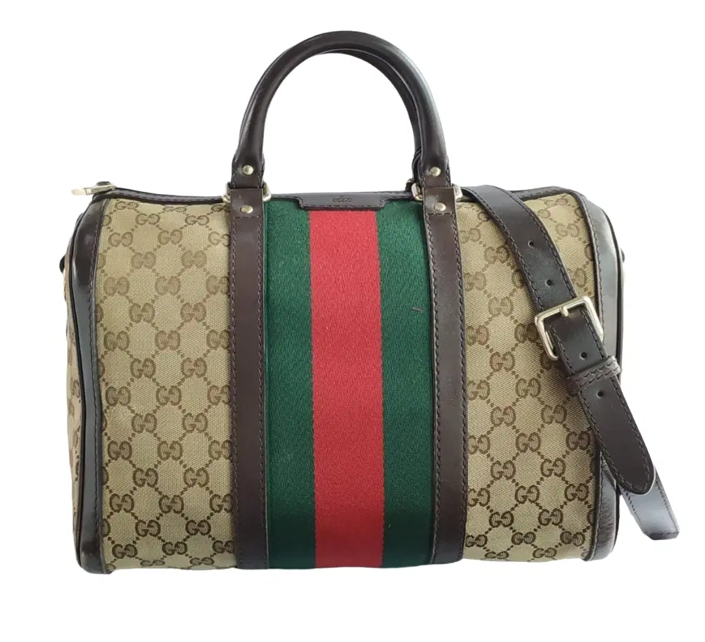 Gucci GG Canvas Web Boston Bag