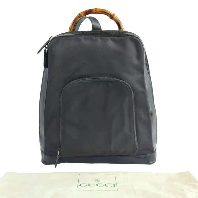 Gucci Patent Leather Black Bamboo Nylon Sling Backpack-Hover-Image