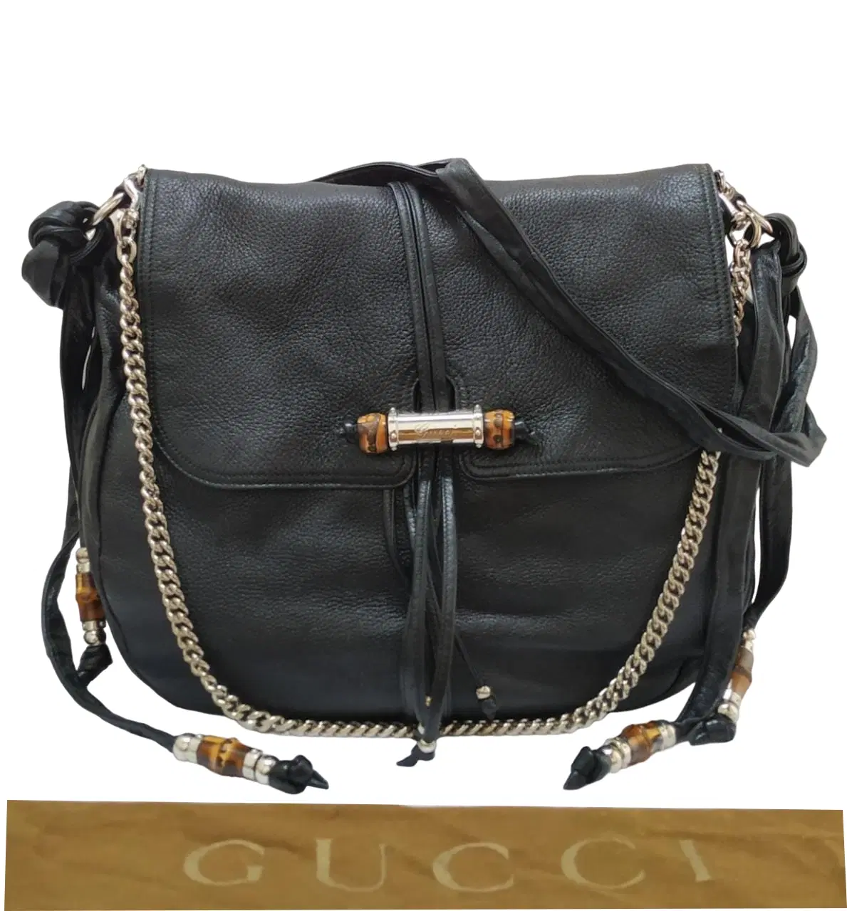 Gucci Jungle Bamboo Leather Shoulde Bag