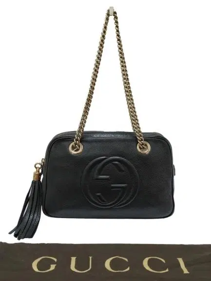 Gucci Soho Leather Double Chain Strap Shoulder Bag-Hover-Image