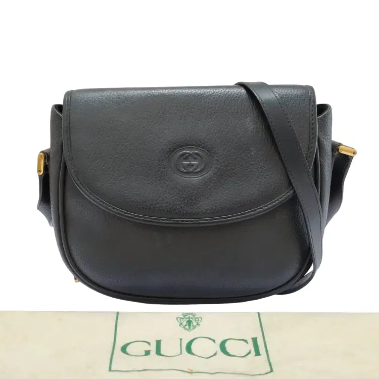 Gucci Vintage Black Leather Crossbody Bag-Hover-Image