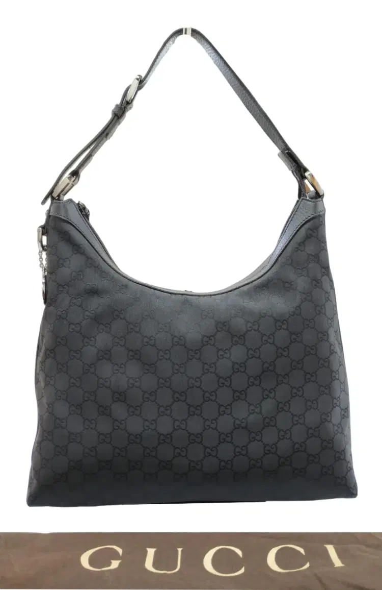 Gucci Black Monogram Nylon Hobo Bag-Hover-Image