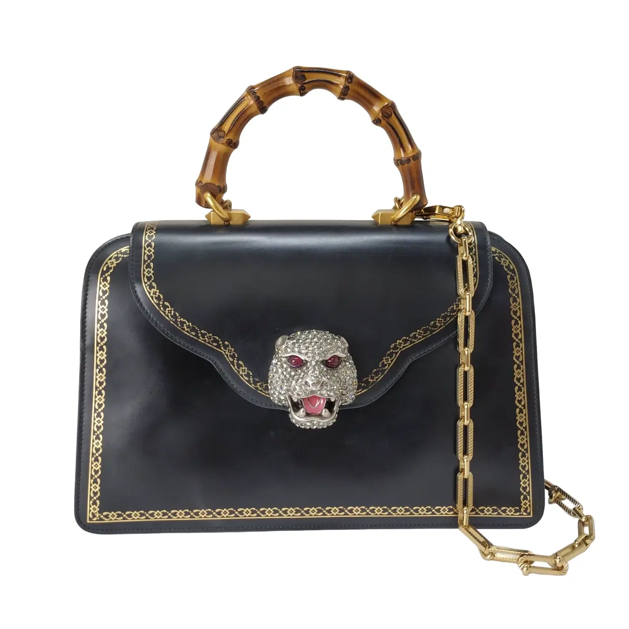Gucci Black Thiara Medium Bamboo Top Handle Bag