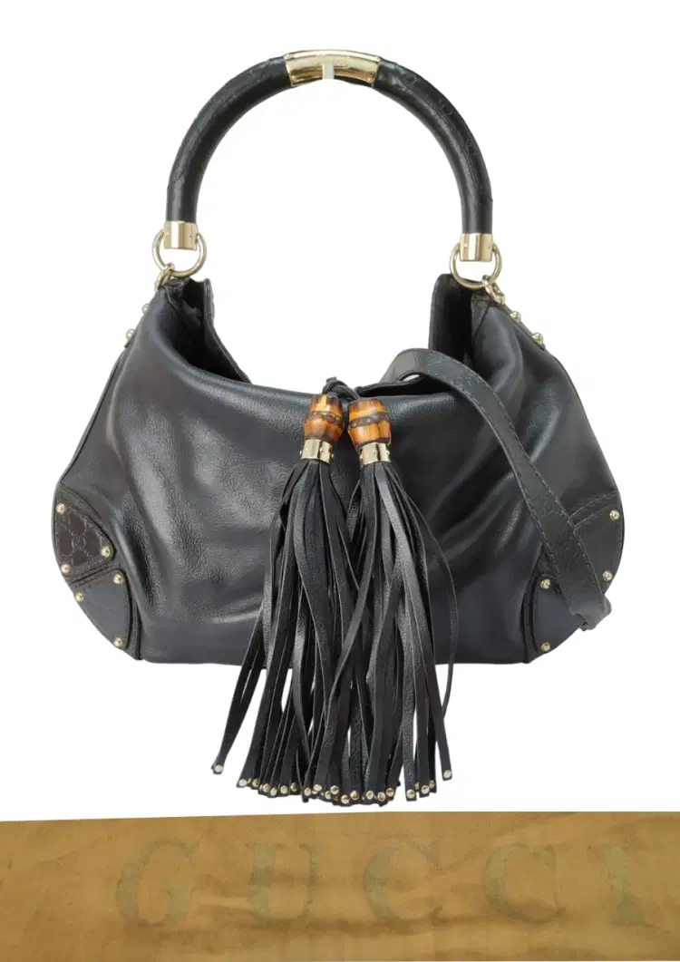 Gucci Black Leather Indy Top Handle Bag-Hover-Image