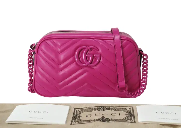 Gucci Pink GG Marmont Small Shoulder Bag-Hover-Image