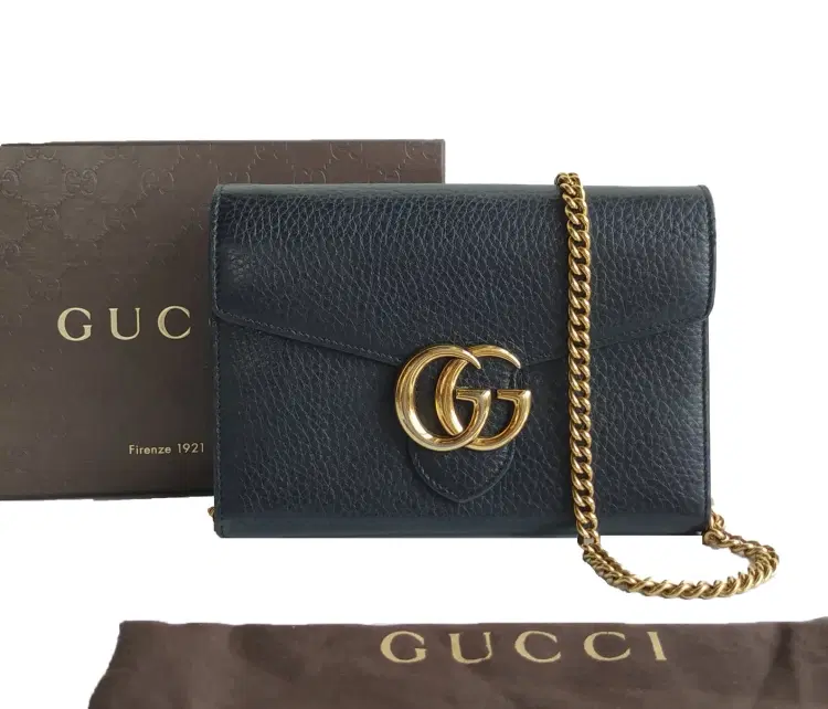 Gucci GG Marmont Black Leather Wallet On Chain-Hover-Image