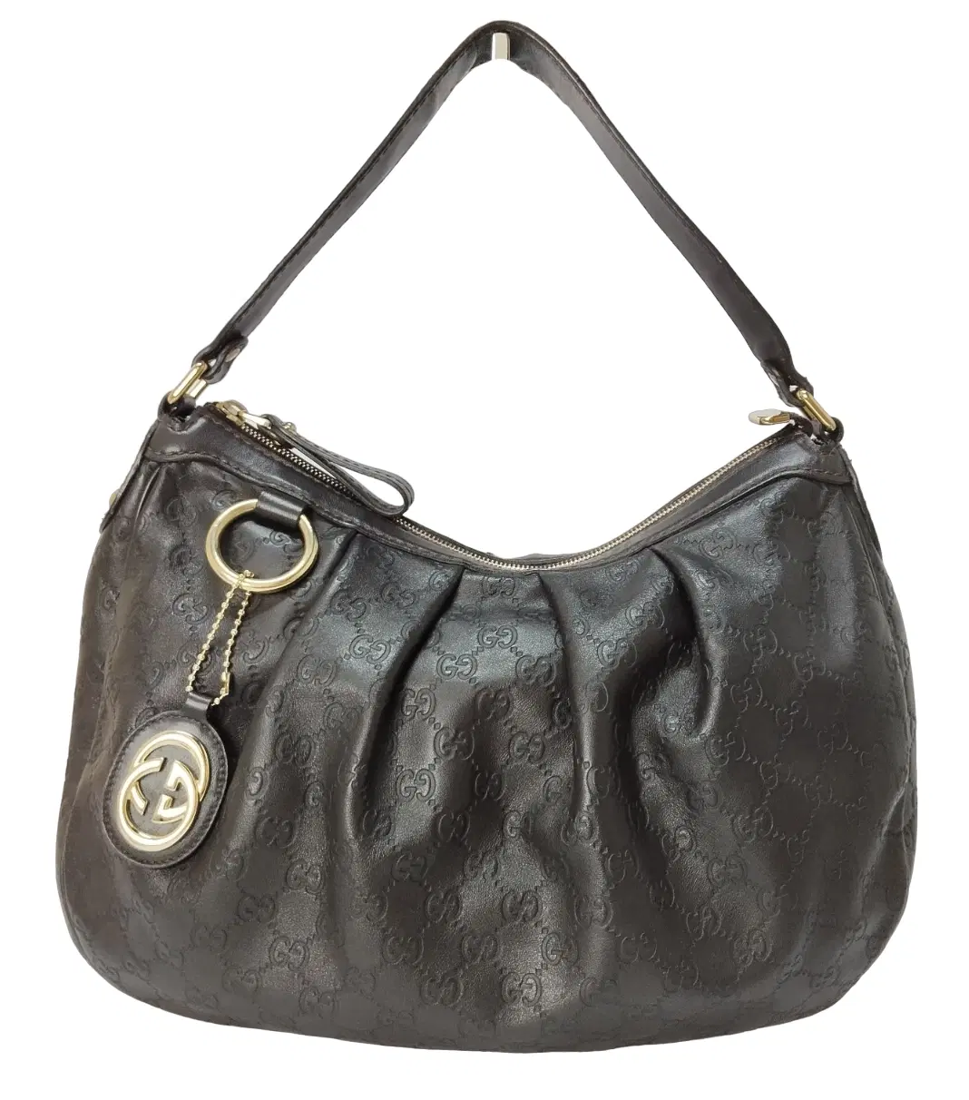 Gucci Black Leather Guccissima Hobo Bag