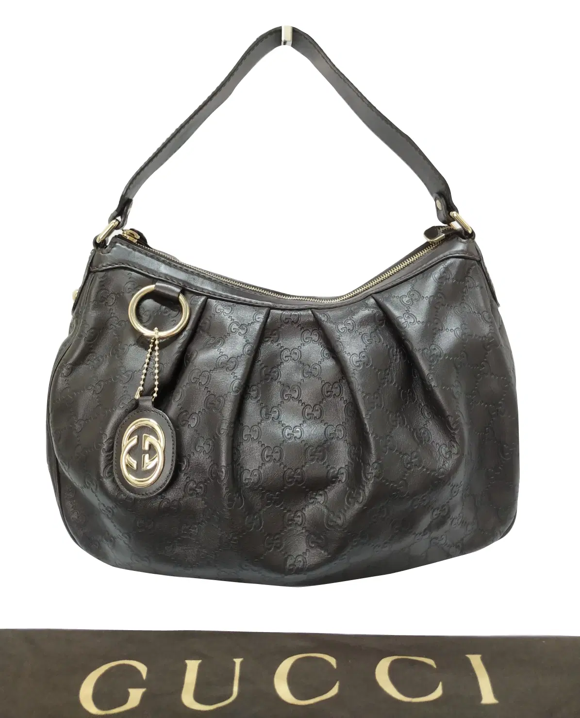 Gucci Guccissima Sukey Black Leather Hobo Bag